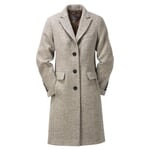 Women’s Peaked Lapel Coat Made of Woollen Herringbone Fabric by Manufactum Greige-Brown