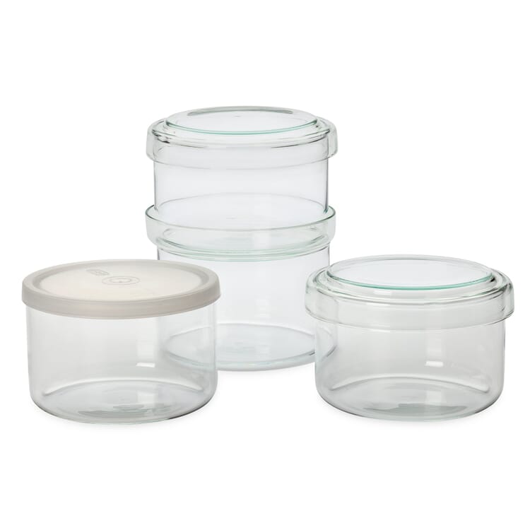 4 Borosilicate Stacking Jars, Small, 4 pieces