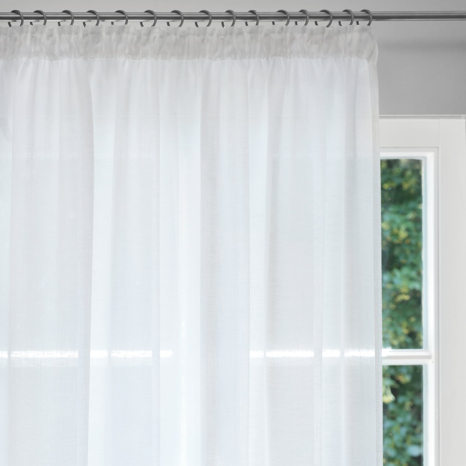 Curtain pure linen voile, Height 200 cm, White