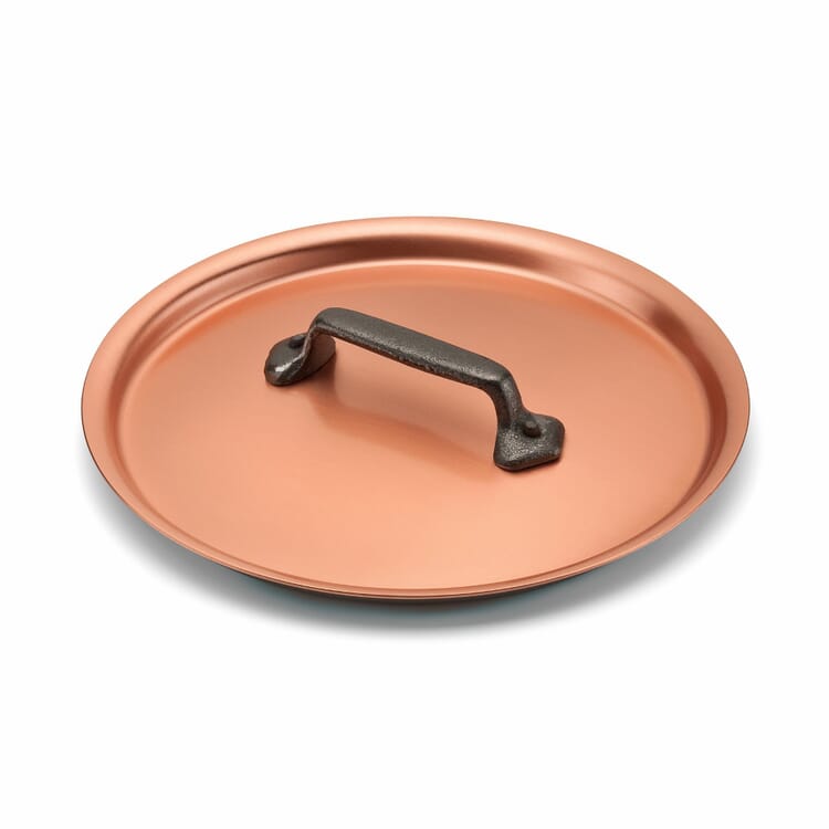 Låg til kogegrej i kobber, Ø 19 cm