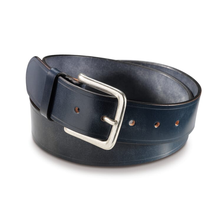 English Saddle Leather Belt, Dark Blue