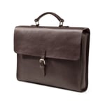 File and notebook bag cowhide leather Dark brown