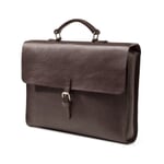 Maletín y bolso para portátil de piel de vaca Marrón oscuro