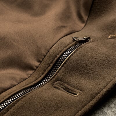 Men’s Jacket Chamois Tanned Deer Leather and Wool Felt, Brown | Manufactum