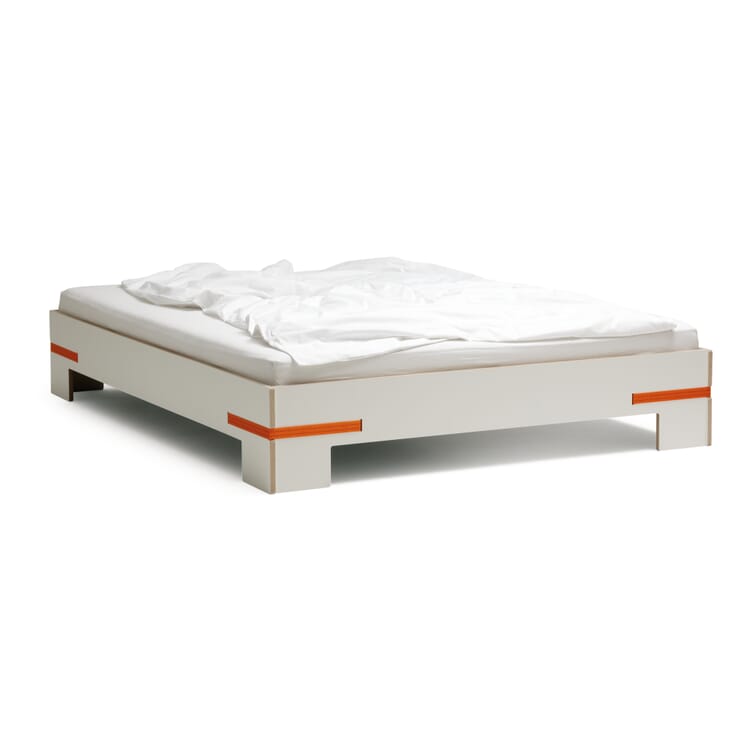 Bed belt bed white, 160x200cm straps orange