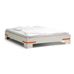 Bed Gurtbett White 200 × 200 cm Ratched Belts Orange