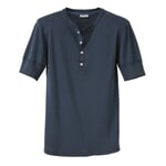 Herenvest halve mouw fijne rib Donkerblauw