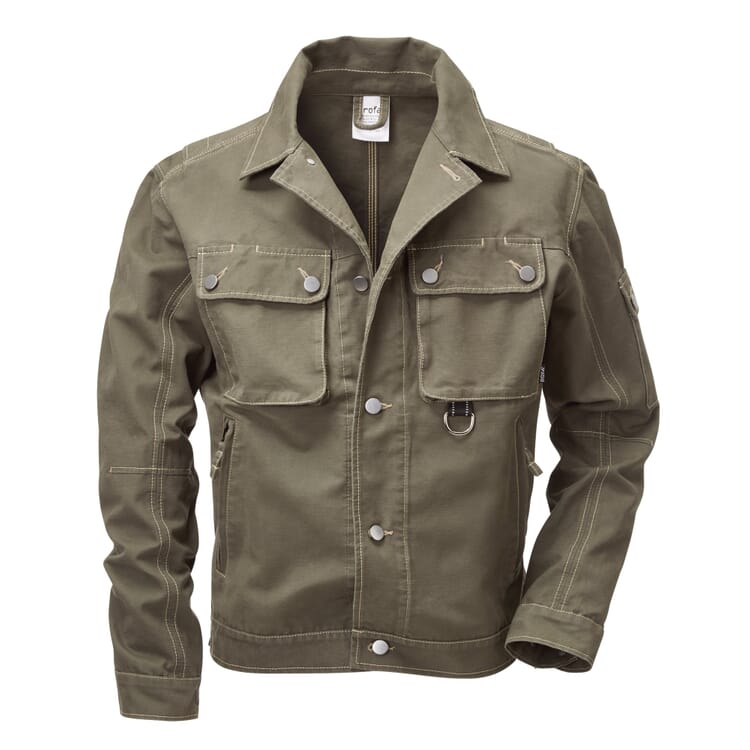 Men’s Work Jacket Made of Cotton Canvas by Rofa, Olive Green