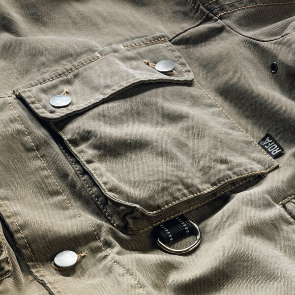 Rofa men work jacket cotton canvas Olive, close-up