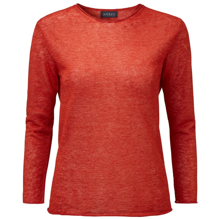 Ladies linen sweater, Rusty red