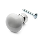 Ball Drawer Knob Made of Porcelain White with Nickel-Plated Brass Base