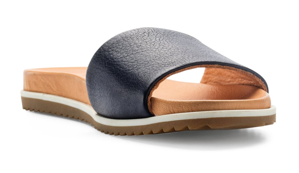 Damen-Lederpantolette Dunkelblau, Detailsicht