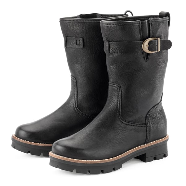 Damenhalbstiefel Rindleder gefüttert Schwarz
