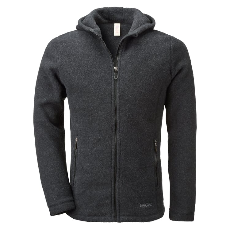 Herrejakke i merino-fleece, Sort melange
