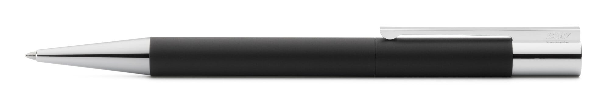 Mit Großraummine LAMY scala Kugelschreiber 279 Kuli aus Edelstahl mit Drehmechanik in der Farbe Dunkellila mit integrierter Clip-Drücker-Einheit Strichbreite M 