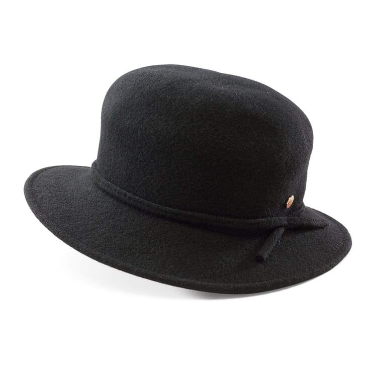 Women’s Bowler Hat Made of Wool Felt, Black