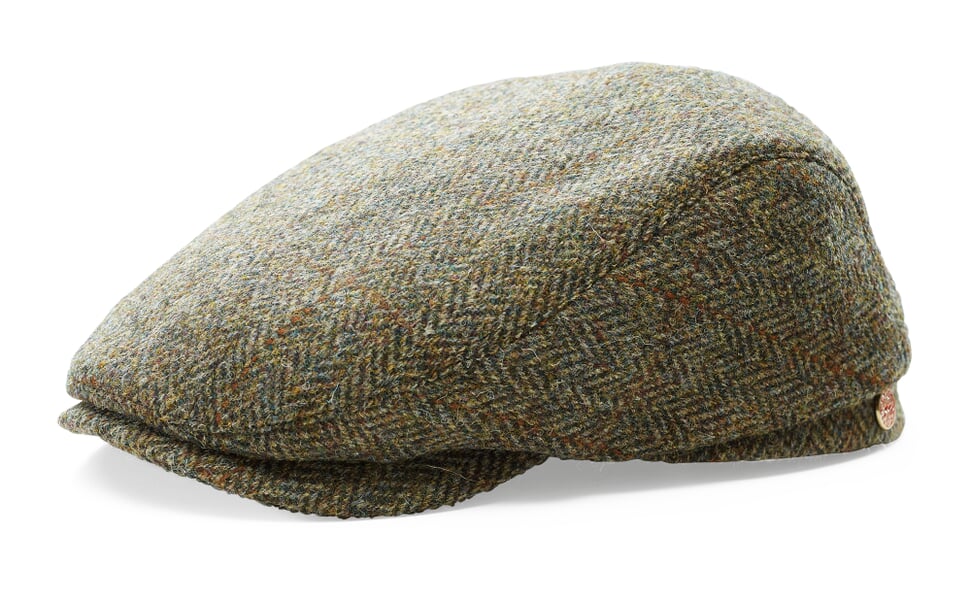 Men cap Harris tweed Brown melange