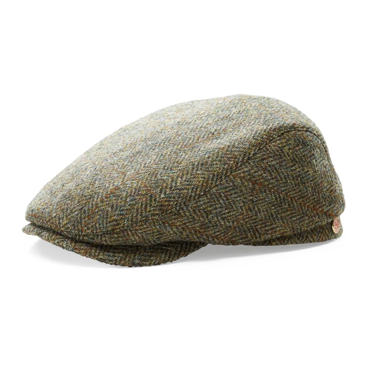Men’s Flat Cap Made of Harris Tweed, Brown melange