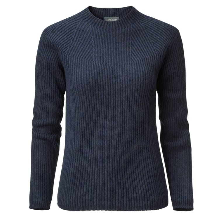 Women’s Sweater Fisherman’s Rib stitch by Seldom, Navy Blue