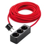 Multiple Socket Outlet with Textile Cable Red