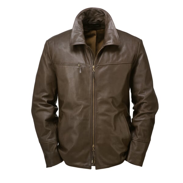 Herren-Rindlederjacke Dunkelbraun