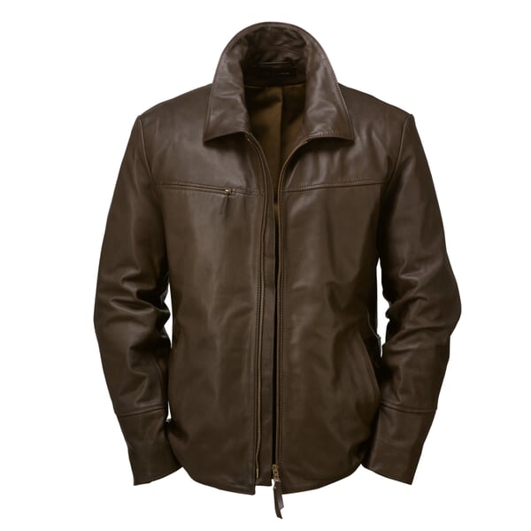 Herren-Rindlederjacke Dunkelbraun