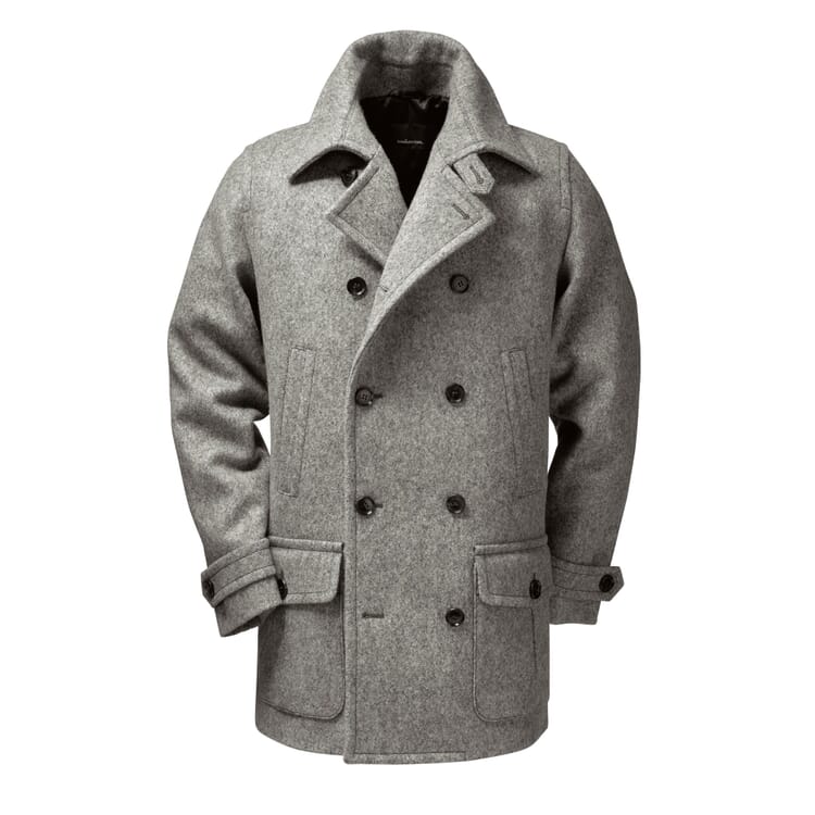 Men jacket Schladminger Loden, Gray Melange with dark speckles