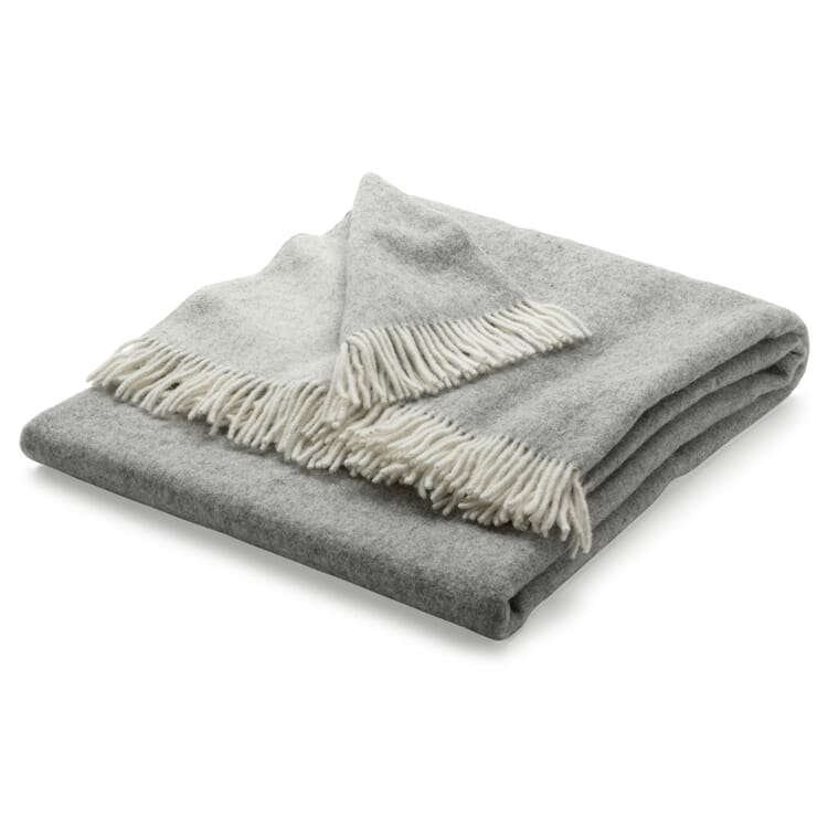 Couverture en laine vierge Mérinos, Blanc-gris