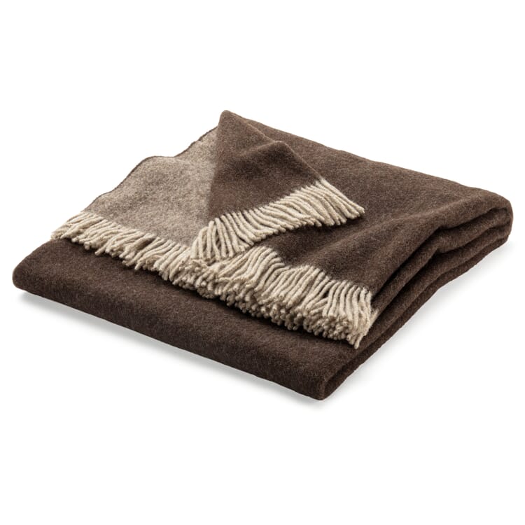 Pure new wool blanket merino wool, Beige-Braun