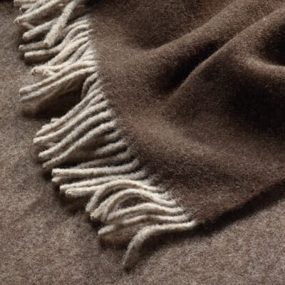Virgin Merino Wool Blanket, Beige/Brown | Manufactum