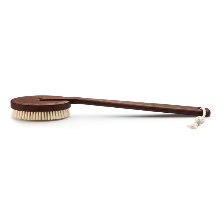 Brosse de bain en bois thermo-traité avec cordon