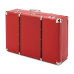 Red Cardboard Suitcase with Wooden Slats Width 70 cm