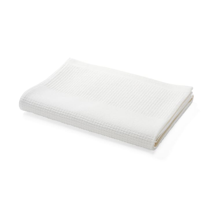 Serviette de toilette piquée gaufrée demi-lin blanc