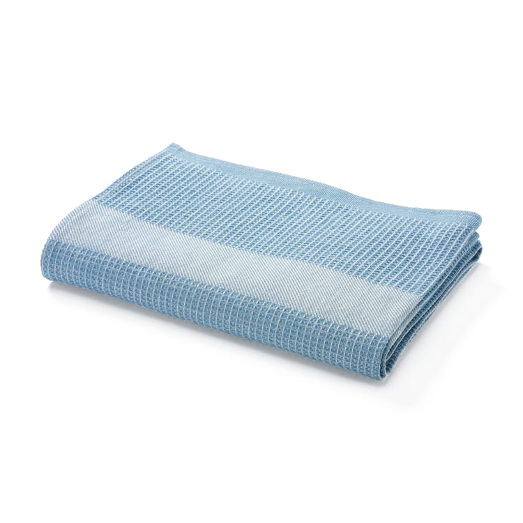 Handdoek wafel piqué halflinnen blauw, Douche handdoek