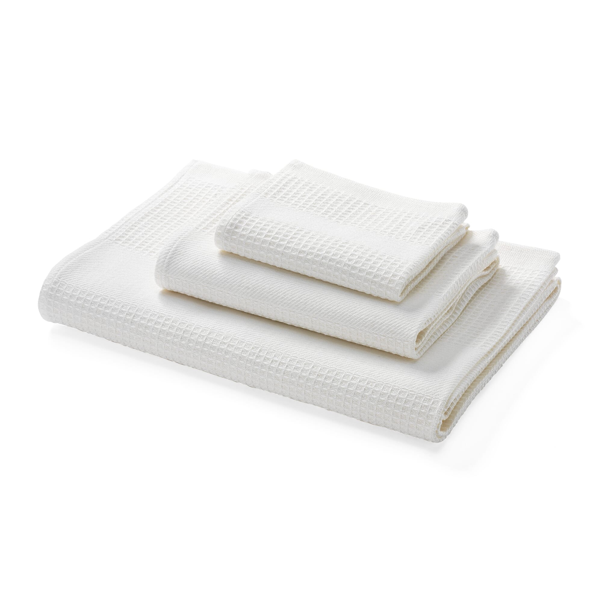 Handtuch Waffelpiqué Halbleinen, Weiß | Manufactum