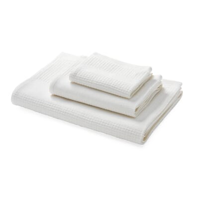 Linen Waffle Towel in White