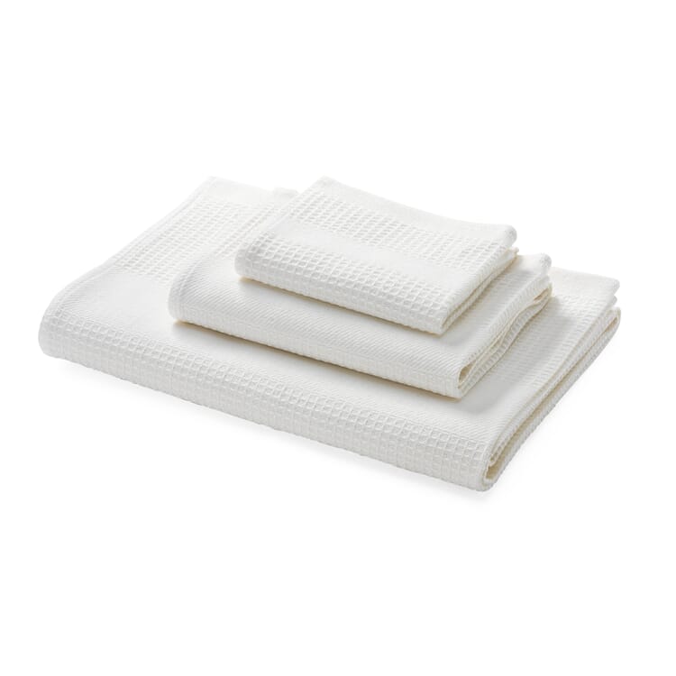 Guest Towel Waffle Piqué Half Linen, White