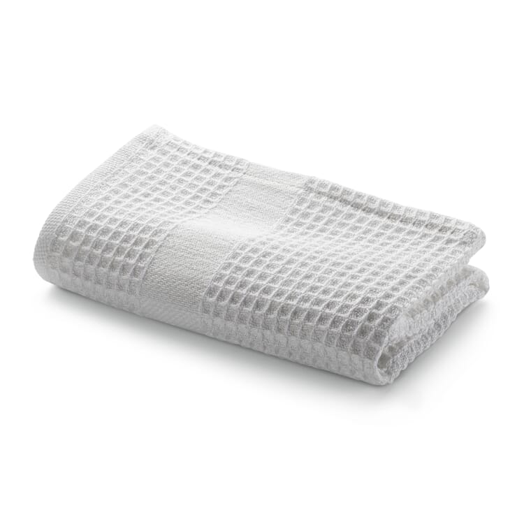 Serviette de toilette piquée gaufrée demi-lin blanc