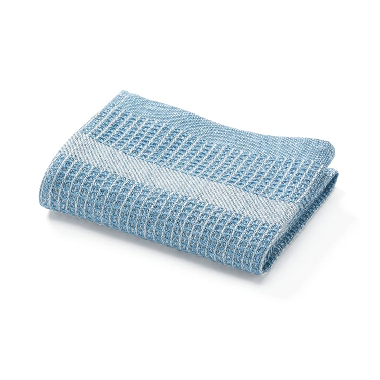 Handtuch Waffelpiqué Halbleinen blau