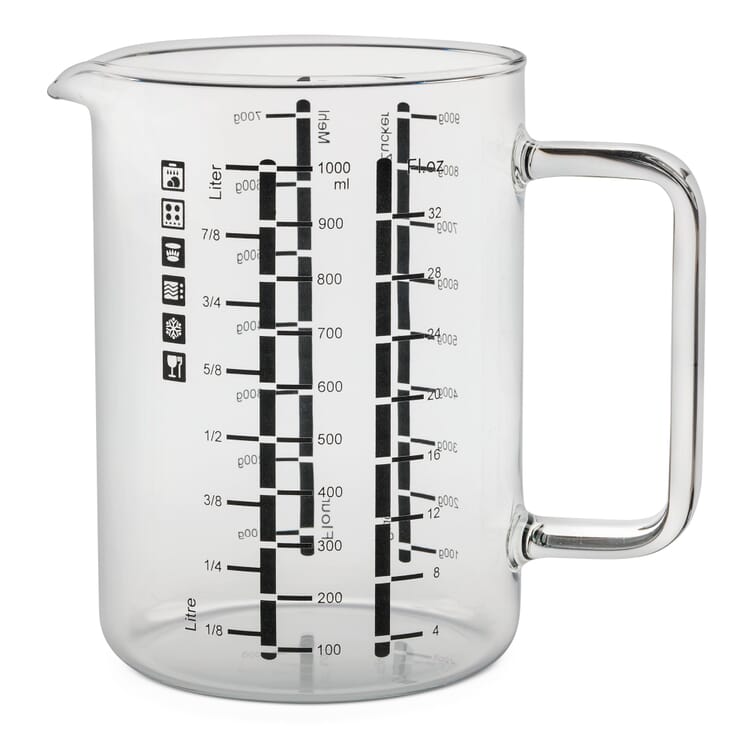 Jarra medidora de vidrio borosilicato