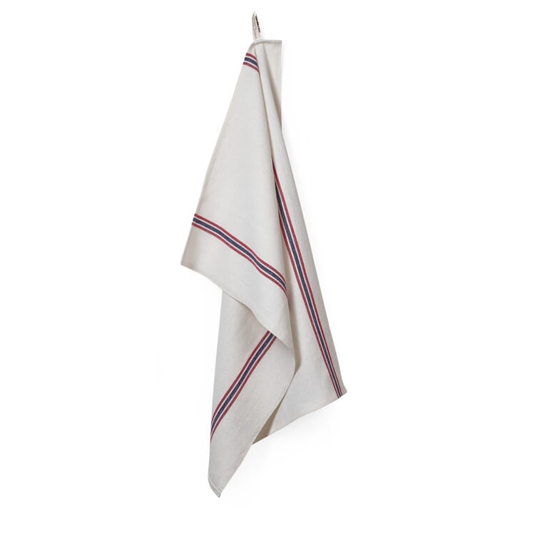 Kitchen towel linen stripe, White