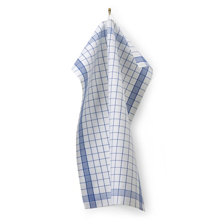 Dry pearl tea towel twisted half linen, White-blue