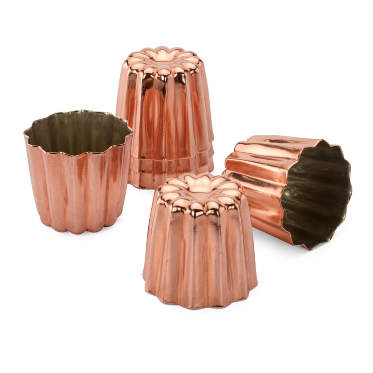Tinbelagt kobber canelé-bageform, 6 stykker