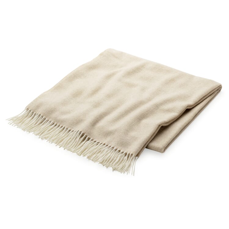 Kashmir-tæppe med sildeben, Beige