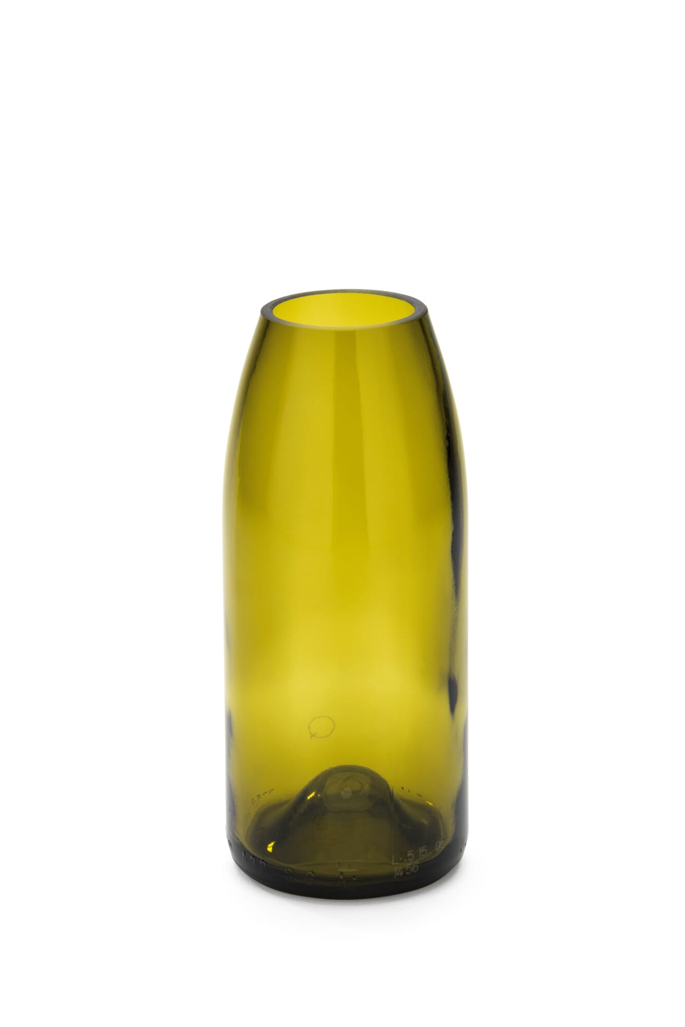 Vase wine bottle, Small, Green-yellow