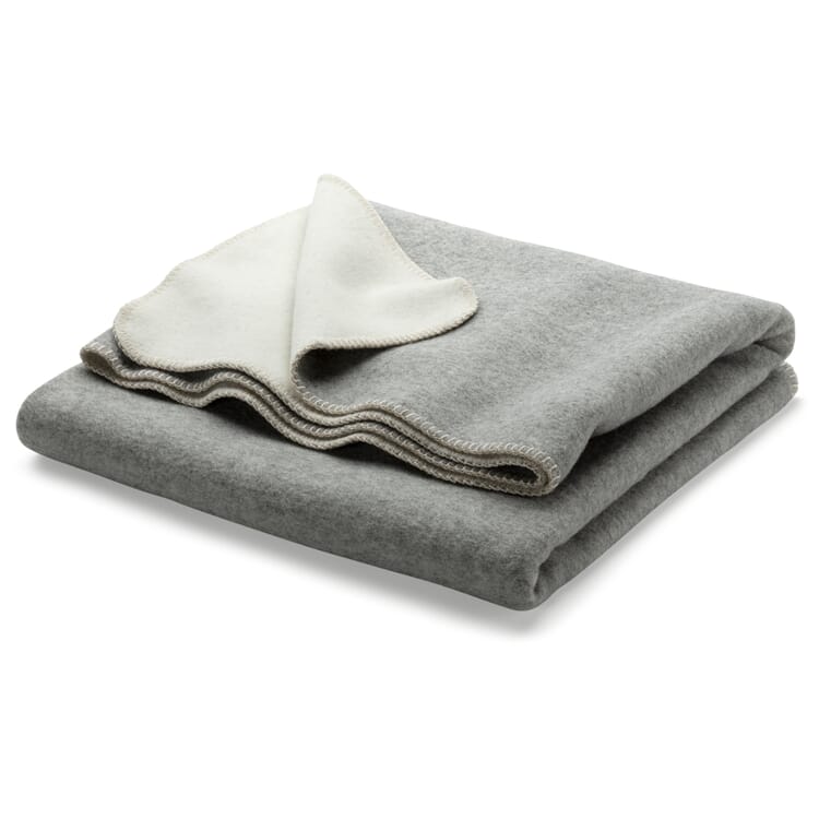 Double-faced Pure Wool Blanket, Natural White/Light Gray