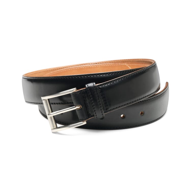 Ceinture homme en cuir de cheval, forme plus étroite, Noir