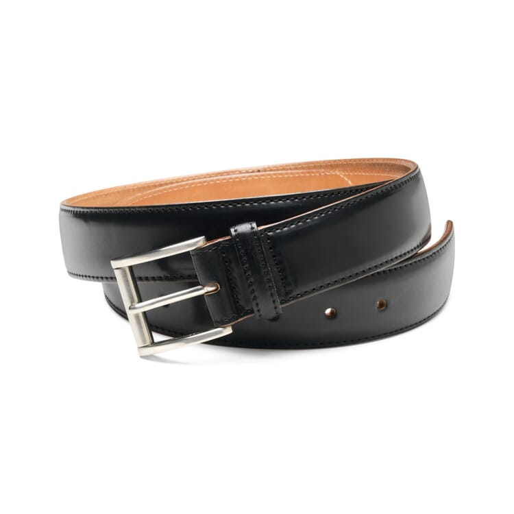 Men belt horse leather narrower shape, Black