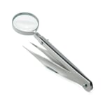 Stainless Steel Tweezers with Magnifying Glass