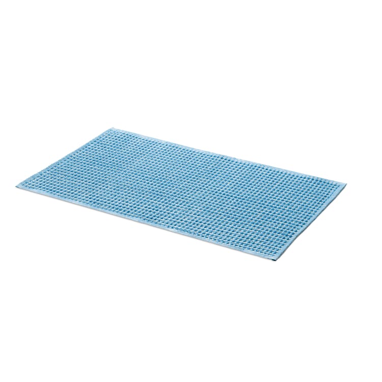 Tappetino da bagno in piqué waffle mezzo lino, Blu